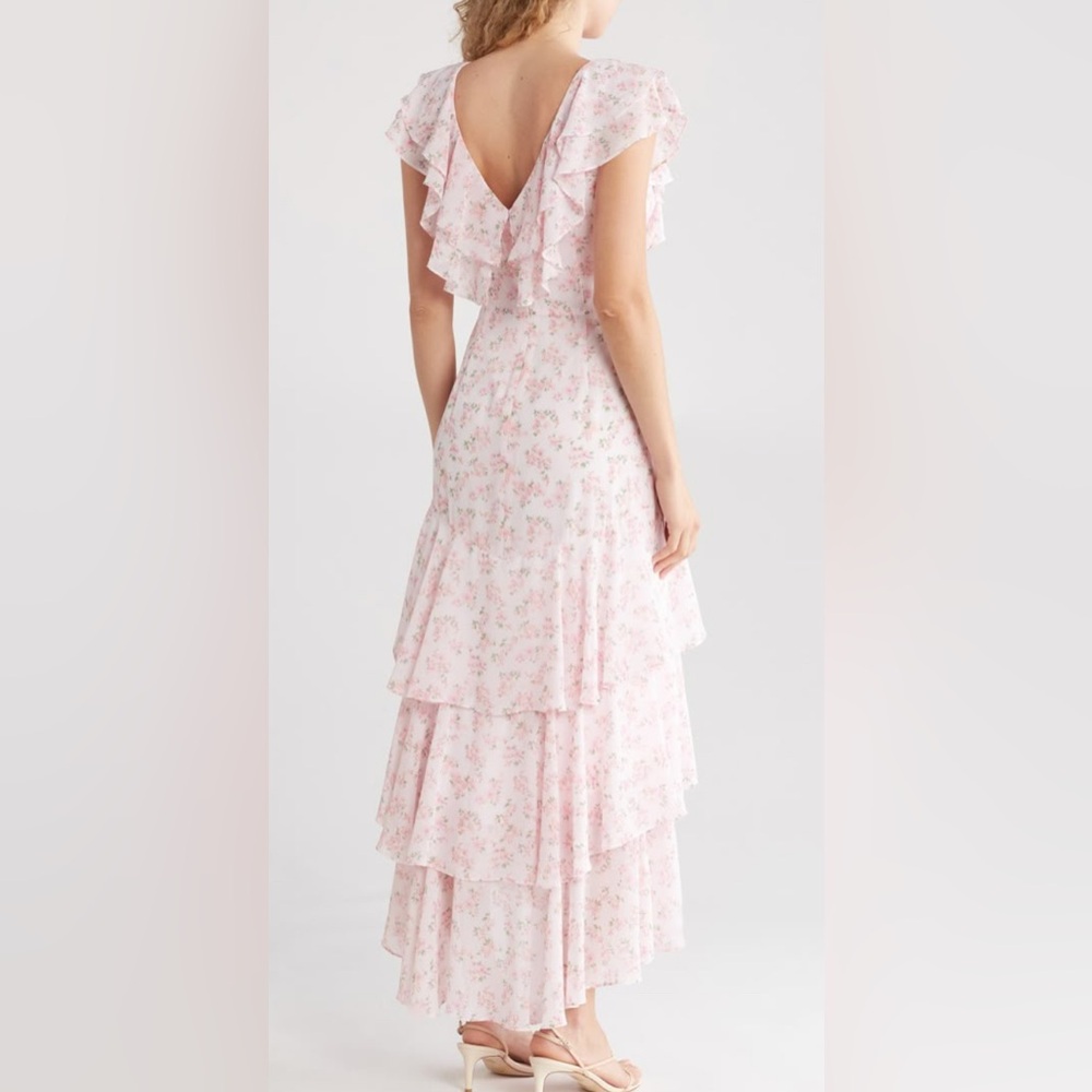 Wayf. Elegant Pink Floral Maxi Dress Size XL